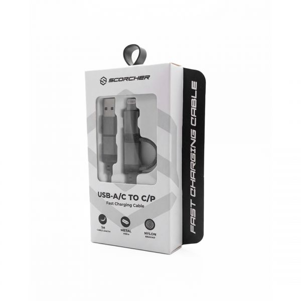 Cable tipo c con adaptador scorcher 1m